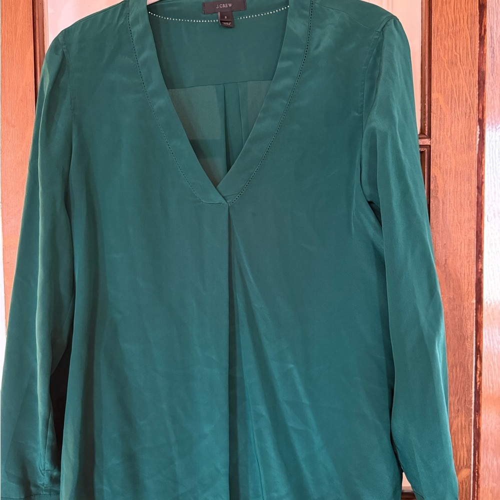 J. Crew Teal V-Neck Blouse